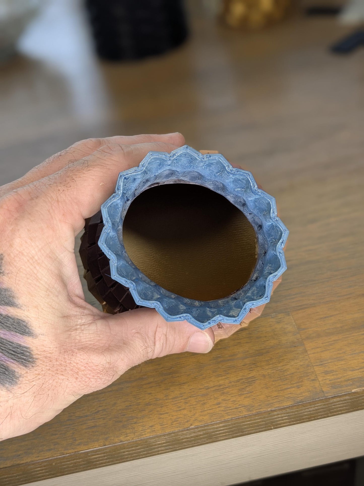 Geometric Prism Vase – Rainbow Hex Pattern – 3D Printed Multicolor Decor by Lithic Lab