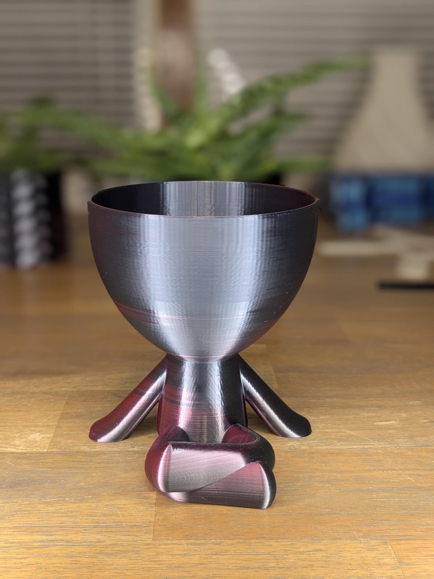 3D Printed Lounging Planter - Relaxed Pose Pot with Legs - Red Black Silk Finish - Unique Indoor Plant Holder