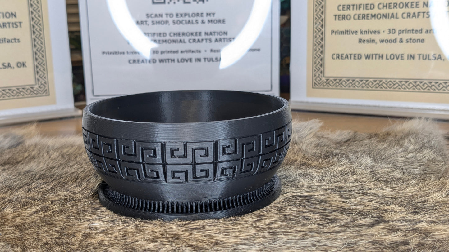 The Labyrinth Vessel – Matte Black Planter or Offering Bowl (4.5 in)