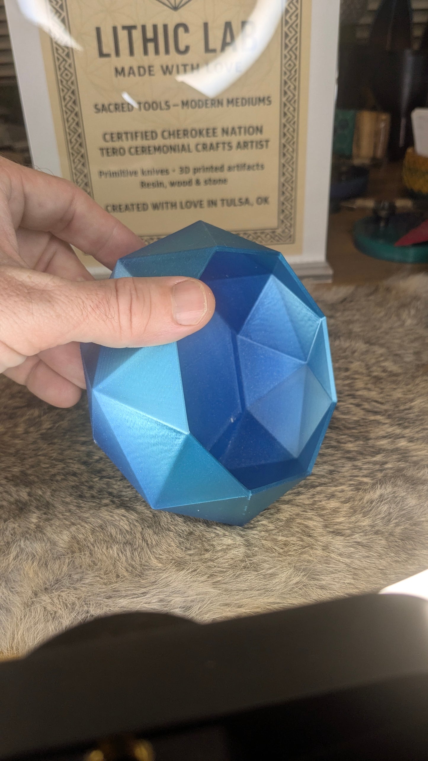 The Azure Core – Faceted Gradient Blue Planter or Bowl (5 in)