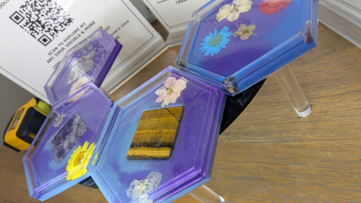 HexaBloom Crystal Coaster Set
