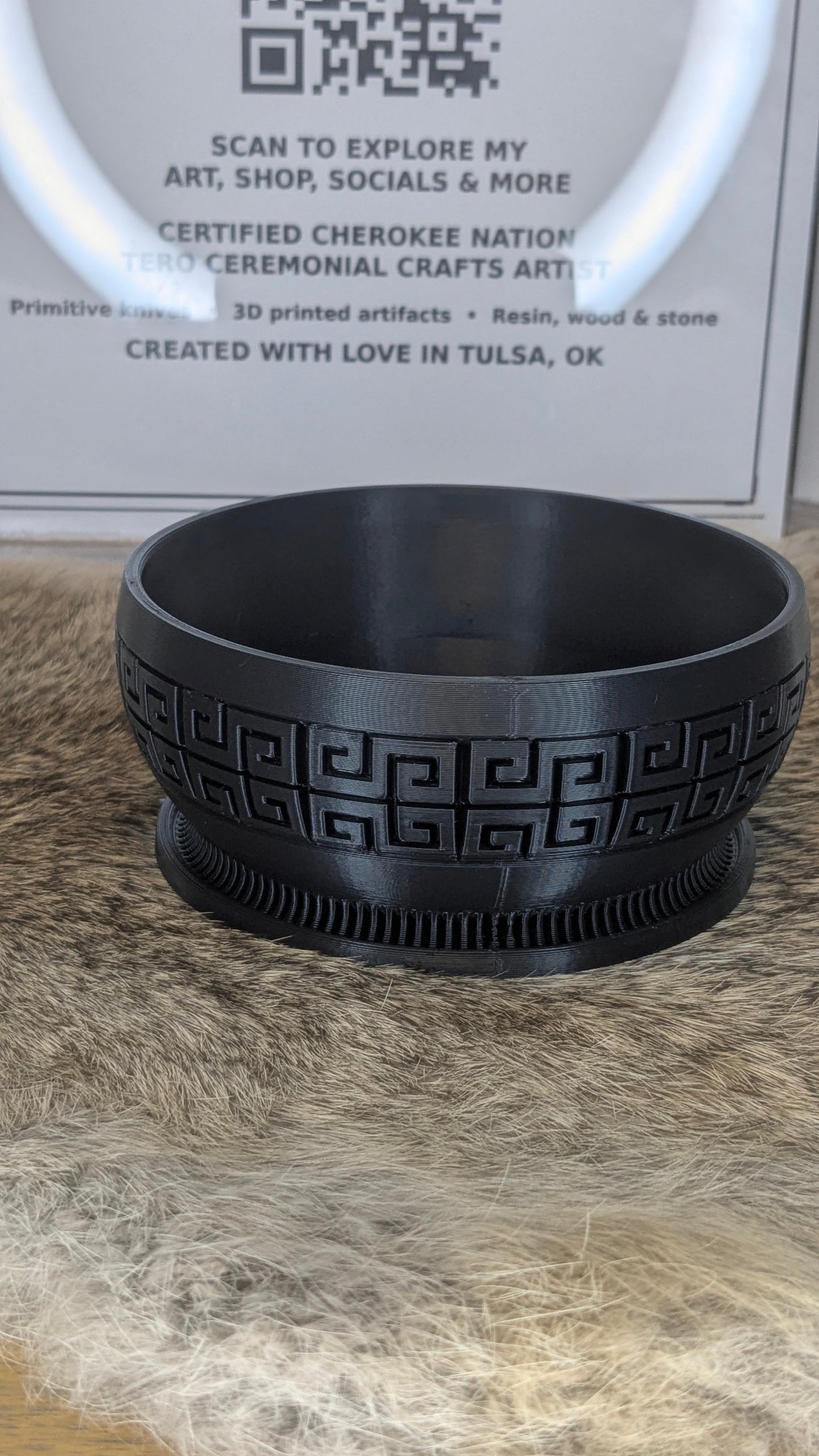 The Labyrinth Vessel – Matte Black Planter or Offering Bowl (4.5 in)