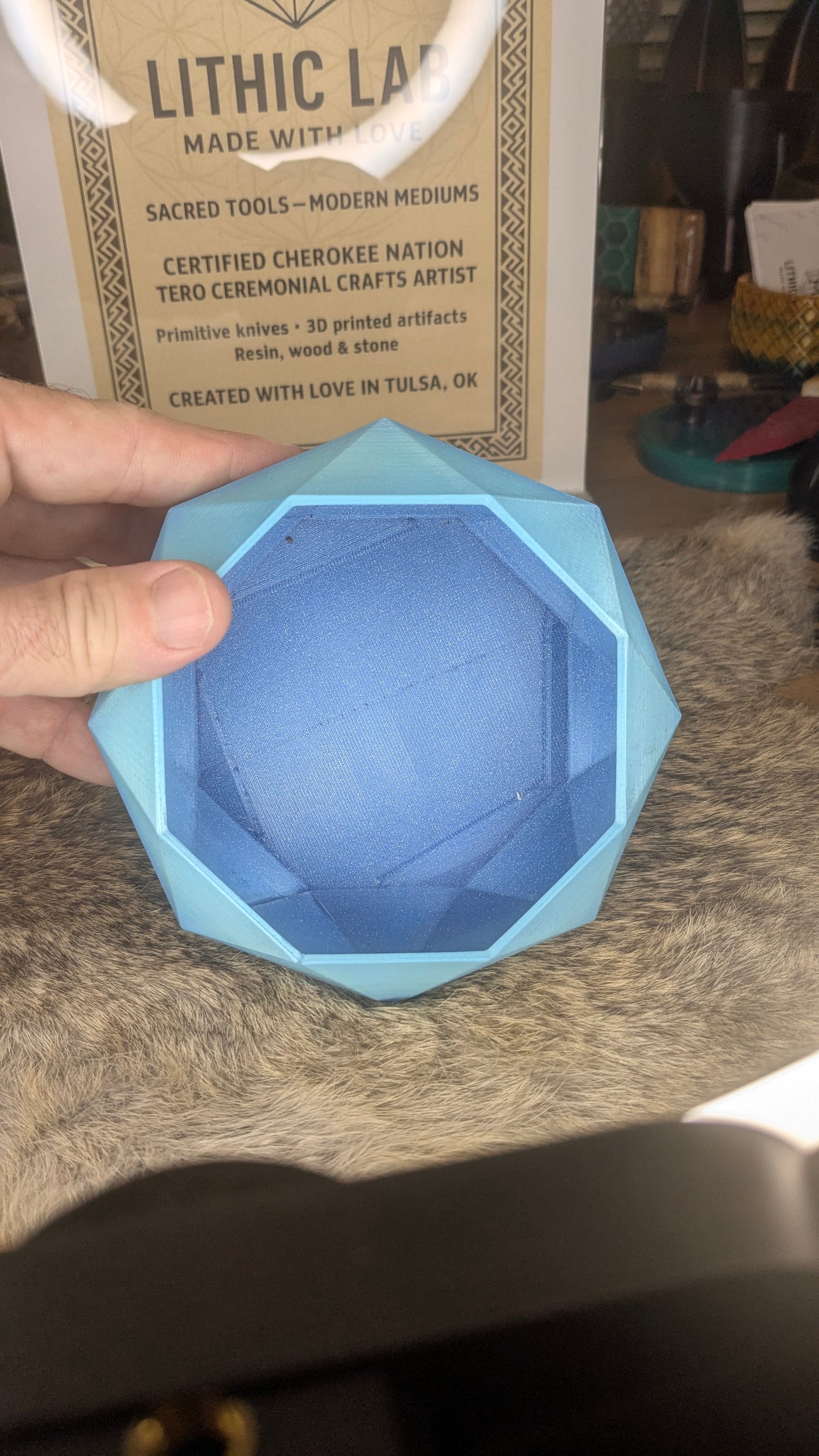 The Azure Core – Faceted Gradient Blue Planter or Bowl (5 in)