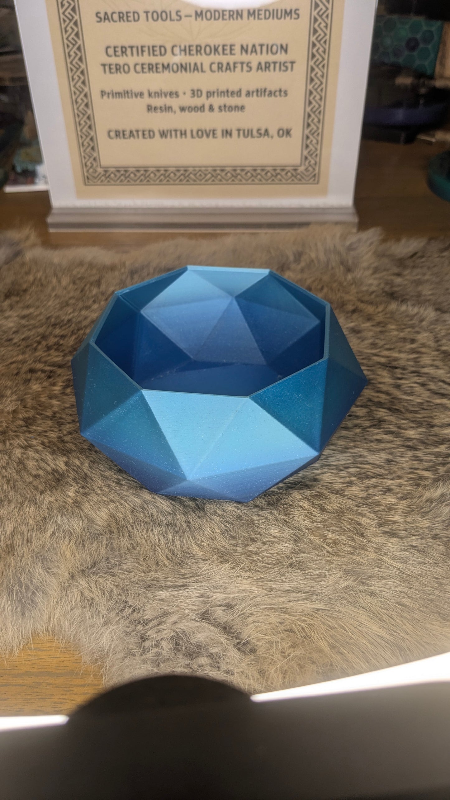 The Azure Core – Faceted Gradient Blue Planter or Bowl (5 in)