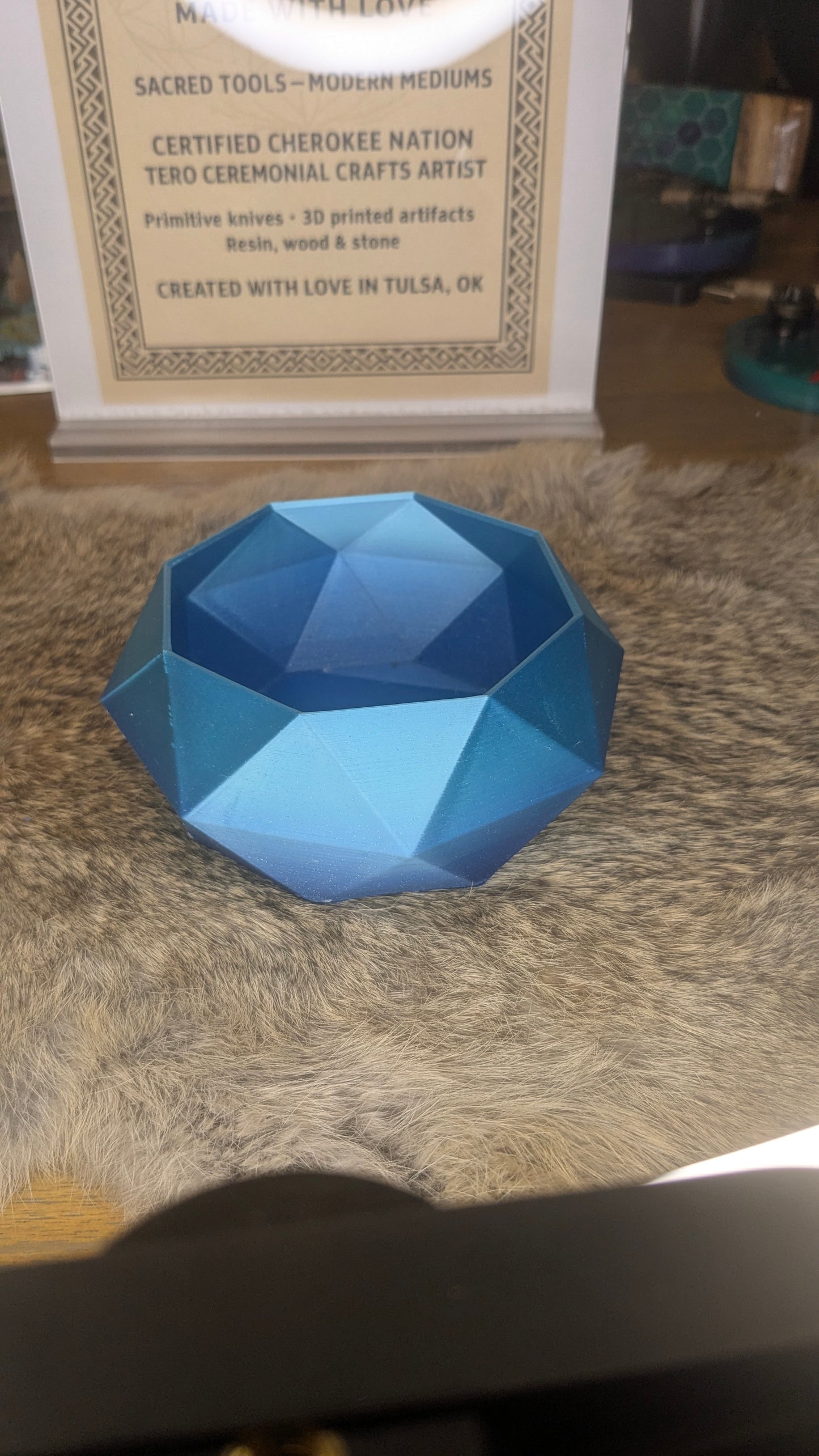 The Azure Core – Faceted Gradient Blue Planter or Bowl (5 in)