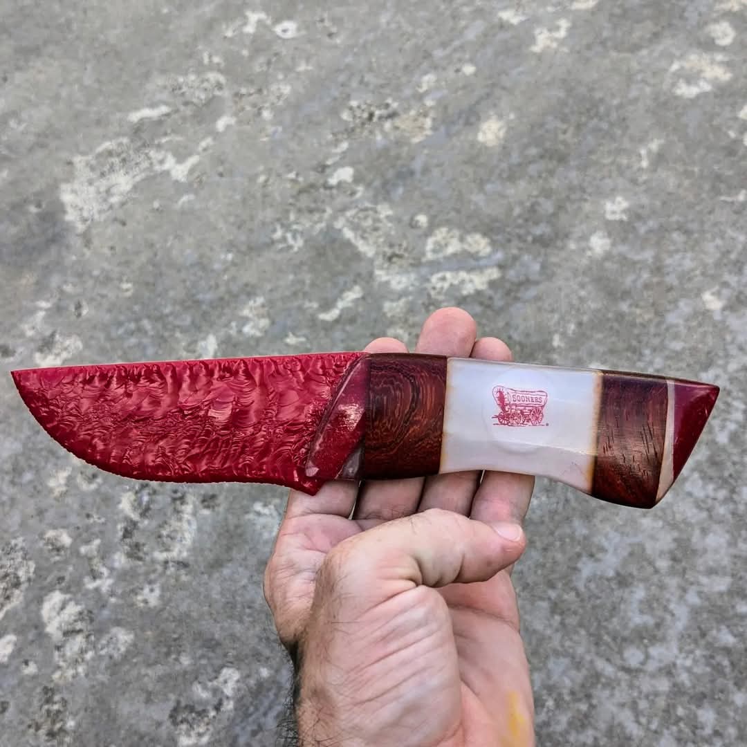 Crimson Spirit – Sculpted Stone-Like Blade with Custom OU Handle
