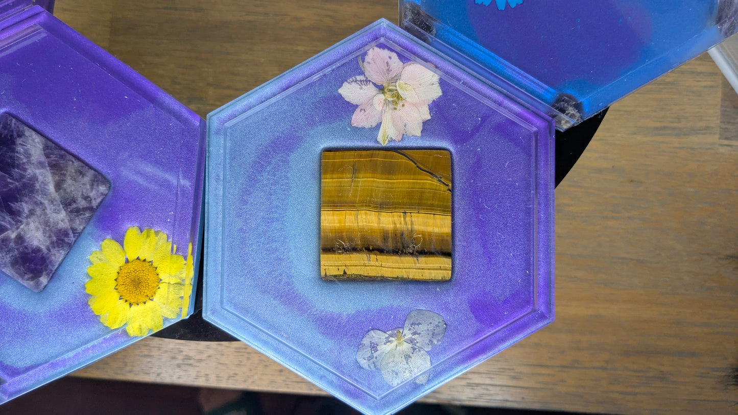 HexaBloom Crystal Coaster Set