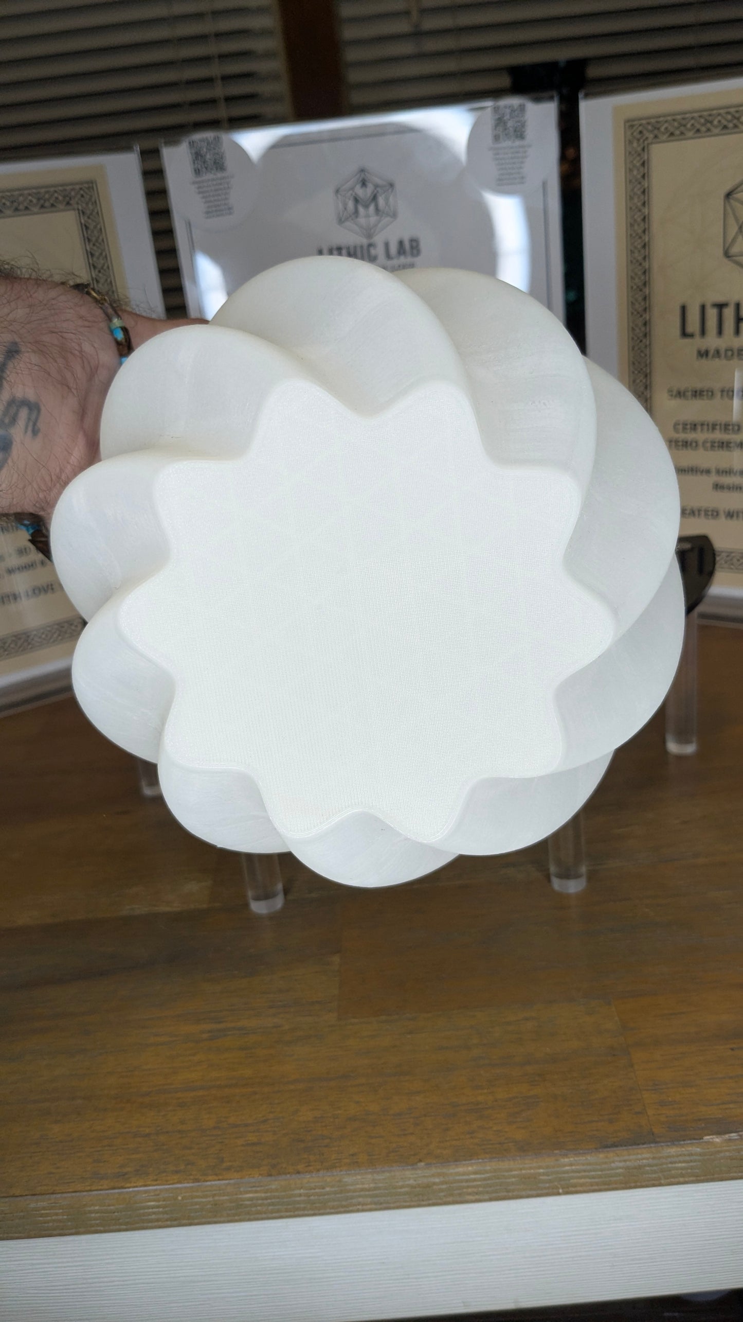 Lunar Bloom Vessel – Glow-in-the-Dark Spiral Vase (8x6 in)