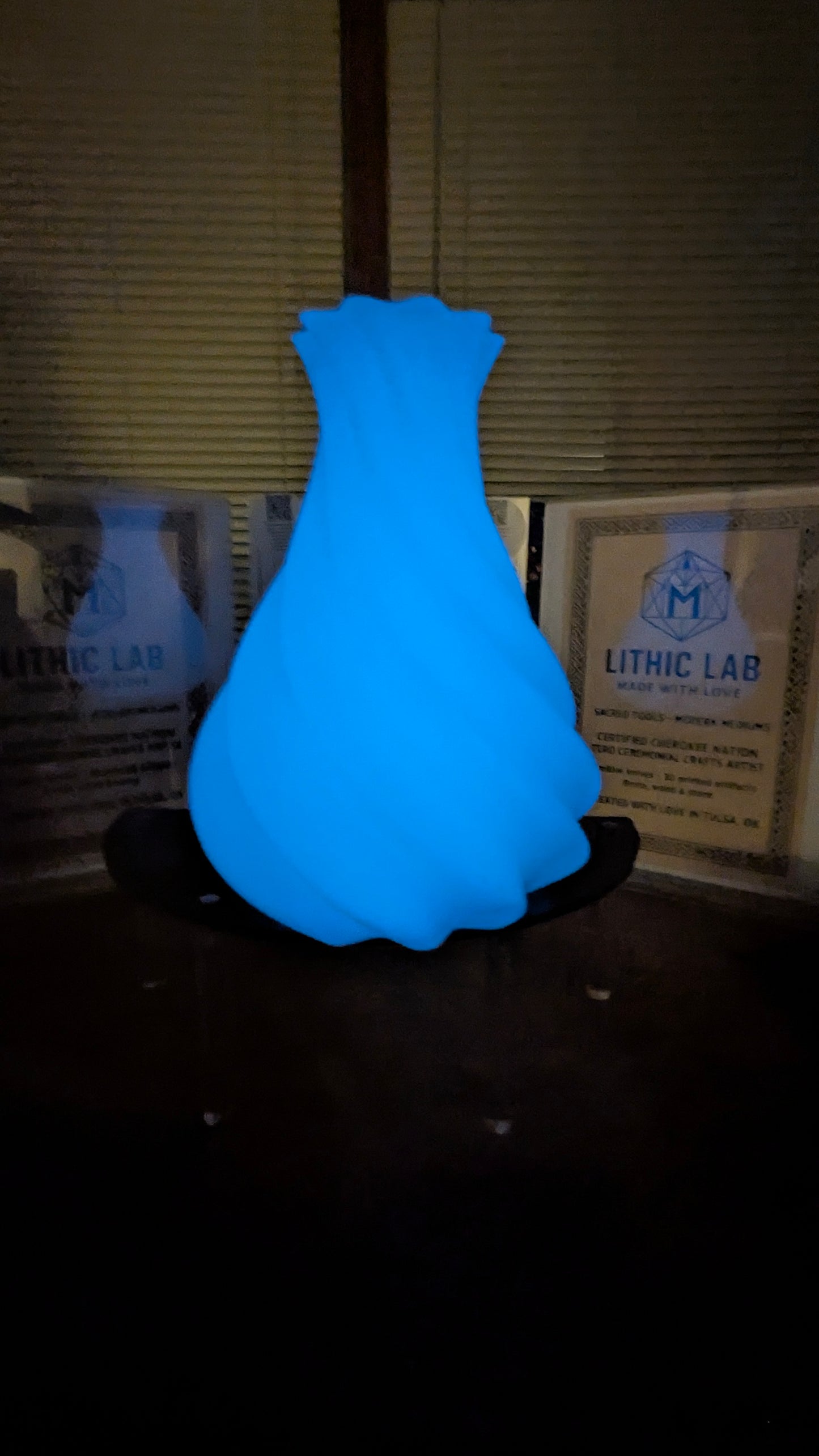 Lunar Bloom Vessel – Glow-in-the-Dark Spiral Vase (8x6 in)