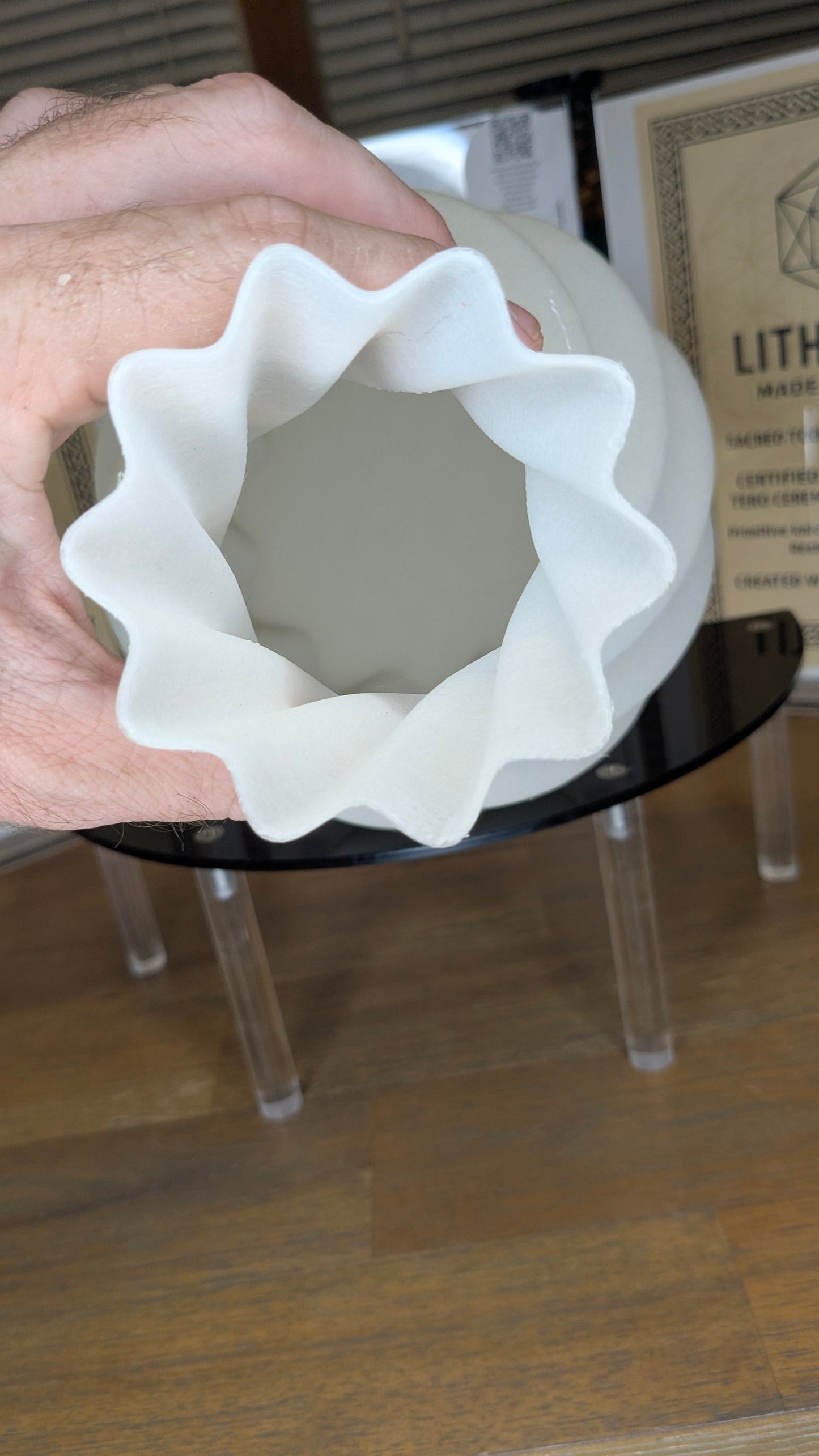 Lunar Bloom Vessel – Glow-in-the-Dark Spiral Vase (8x6 in)